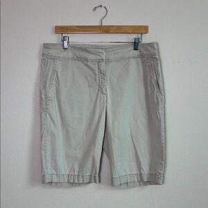 EILEEN FISHER Women Size 14 Khaki Walking Shorts Classic‎ Neutral Stretch Cotton